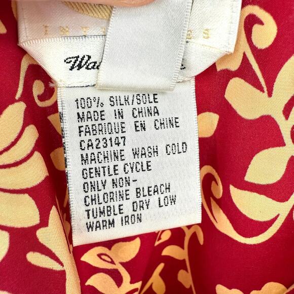 Talbots Intimates Silk Cranberry/Tan Floral Robe & Nightgown Size Medium Petite - Picture 10 of 13